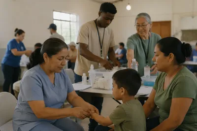 Volunteers Serving Families in Rural Medical Clinic