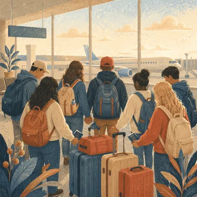 Mission Trip Team at Airport Departure