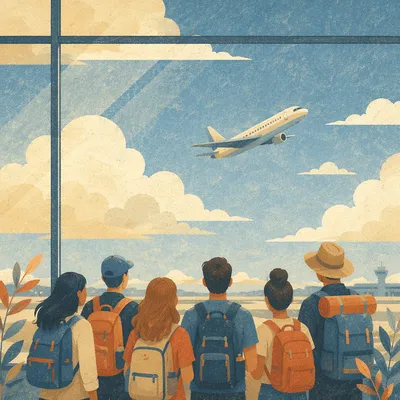 Mission Trip Team Watching Airplane Departure