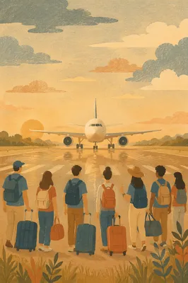Mission Trip Team Departing by Airplane