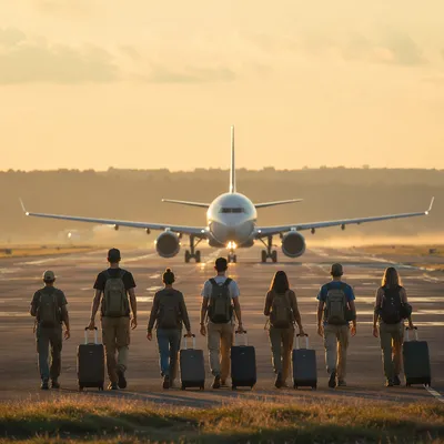 Mission Trip Team Departing at Sunrise
