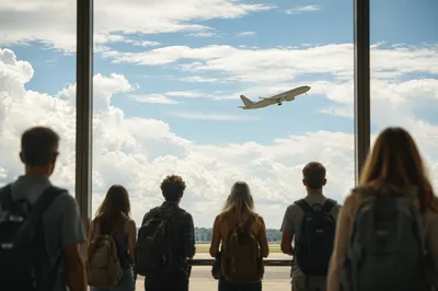 Mission Trip Team Watching Airplane Departure