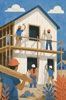 Mission Trip Volunteers Building Community House