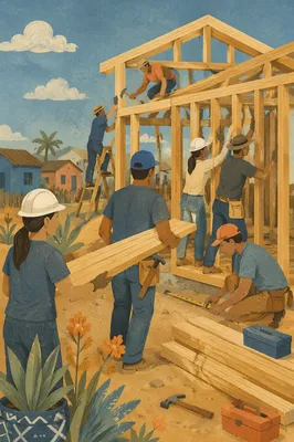 Mission Trip Team Building Rural Home