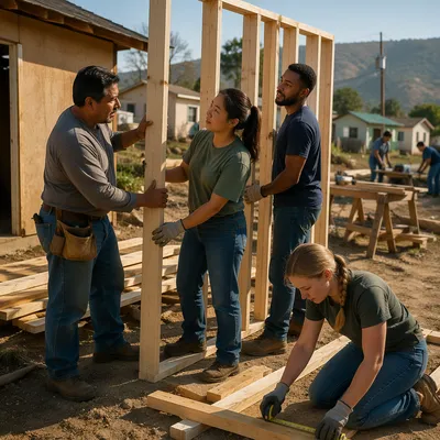 Mission Trip Team Building a Rural Home