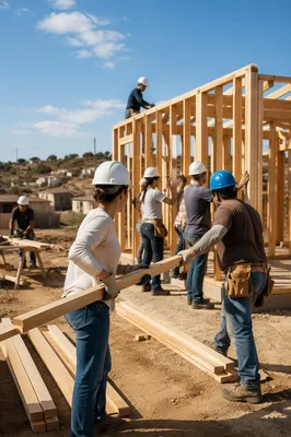Mission Trip Team Building a New Home