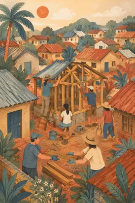 Mission Team Building Home in Village