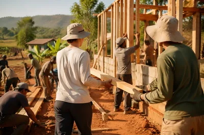 Mission Team Building House in Rural Village