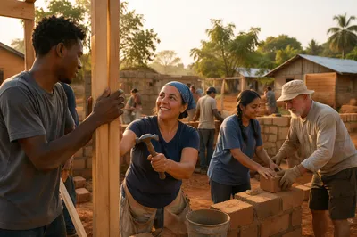 Volunteers Building Modest Home in Village