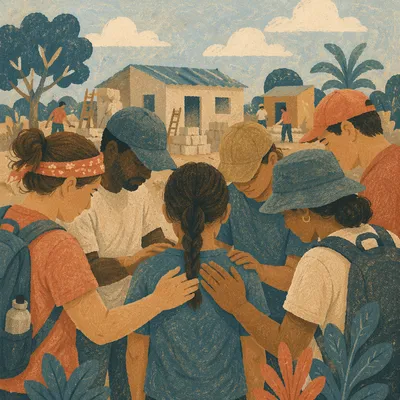 Mission Team Prayer at Building Project