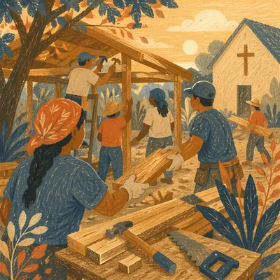 Mission Team Building Rural Church Shelter