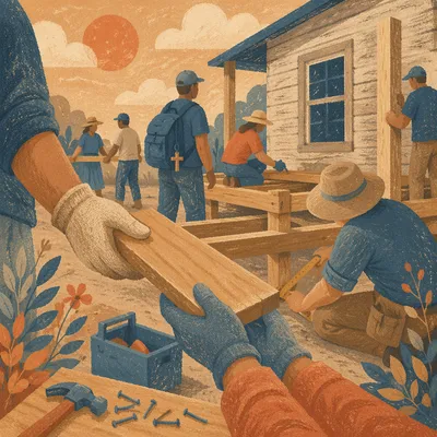Mission Team Building Rural Wooden Porch