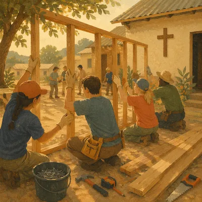 Mission Team Building Wooden Frame Together