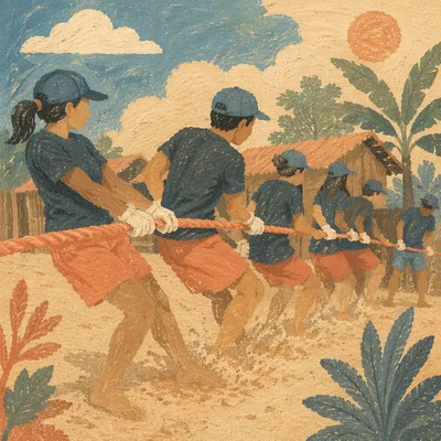 Mission Team Pulling Rope Together
