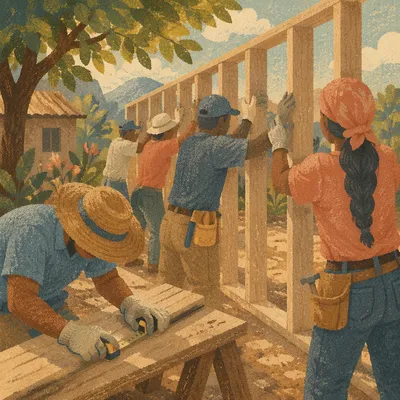 Mission Team Building Rural Community Wall Frame