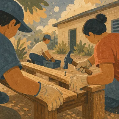 Mission Team Building Bench in Service