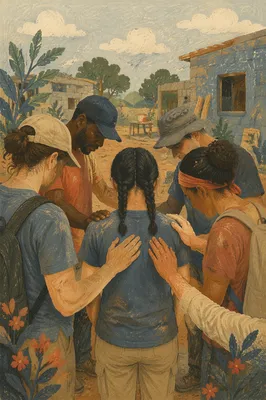 Mission Team Prayer at Community Build