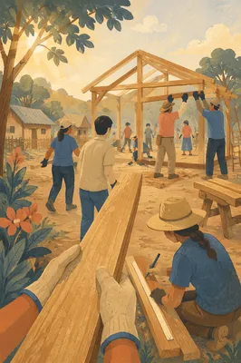 Mission Team Building Rural Community Shelter
