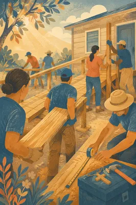 Mission Team Building Wheelchair Ramp Together