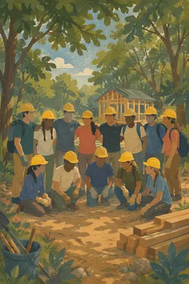 Mission Trip Volunteers After Building Project