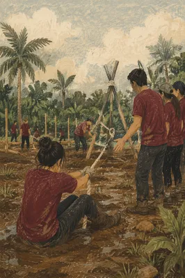 Mission Team Rope Challenge in Muddy Field