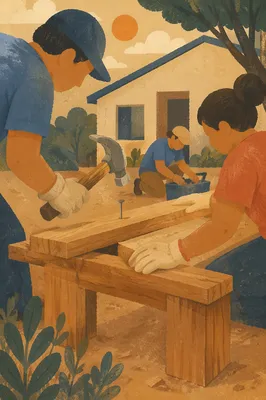 Mission Team Building Wooden Bench Together