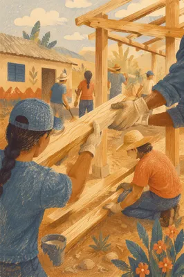 Mission Team Building Rural Community Shelter