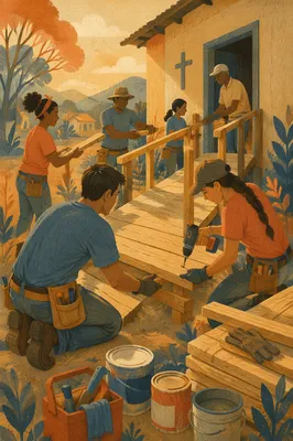 Mission Team Building Wheelchair Ramp Together