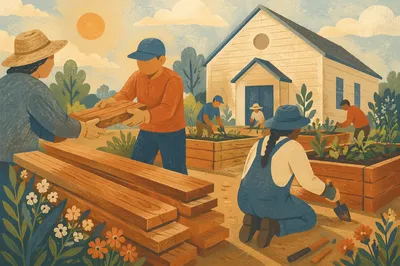 Mission Team Building Garden Beds Together
