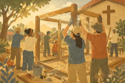 Mission Team Building Wooden Frame Together