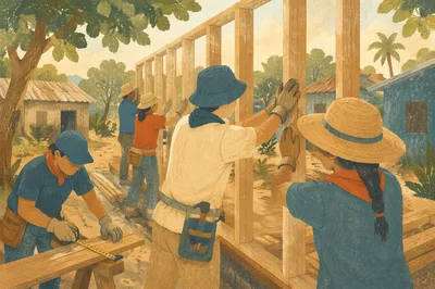 Mission Team Building Wooden Frame Together