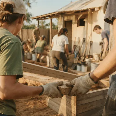 Mission Team Building Garden Beds Together