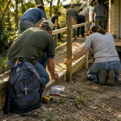 Church Mission Team Building Rural Wheelchair Ramp