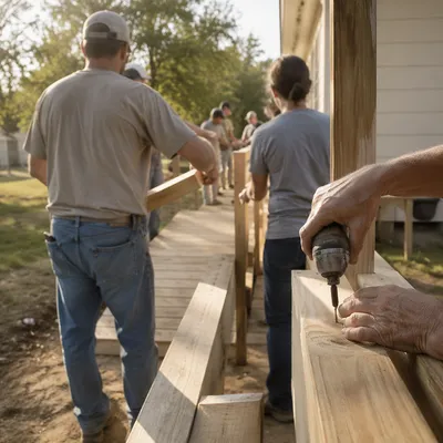 Mission Team Building Ramp in Rural Community