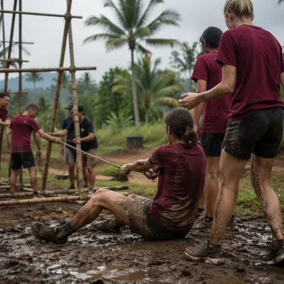 Mission Trip Team Building in Muddy Field