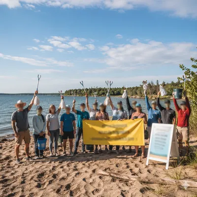 Mission Team Celebrating Beach Cleanup Service
