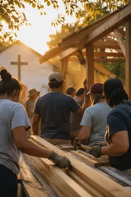 Mission Team Building Shelter at Rural Church