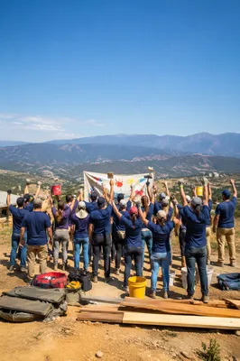 Mission Team Celebrating Hilltop Building Project