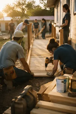 Church Mission Team Building Wheelchair Ramp