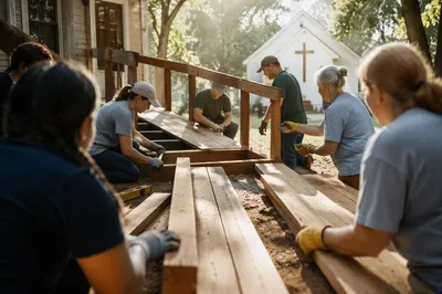 Mission Team Building Ramp Near Rural Chapel