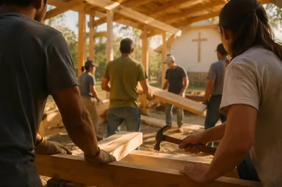 Mission Team Building Rural Church Shelter
