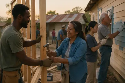 Volunteers Repairing Rural Home Together