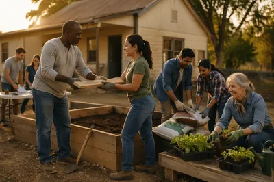 Volunteers Building Community Garden in Sunlight