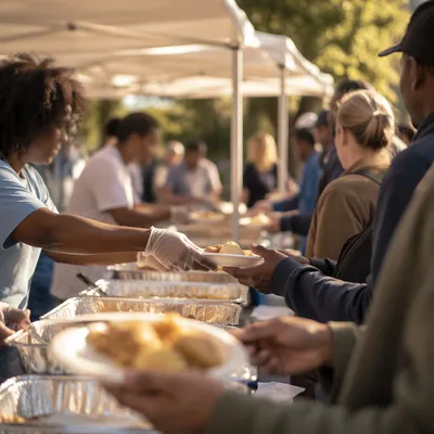 Missionaries Serving Meals at Community Outreach