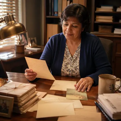 Missionary Letters and Prayer Card at Desk
