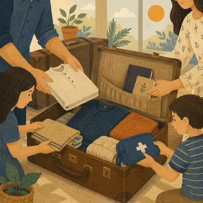 Missionary Family Packing for Overseas Journey