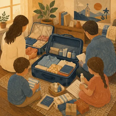 Missionary Family Packing for Overseas Journey