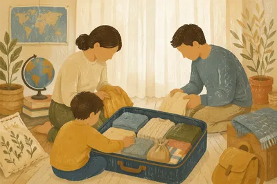 Missionary Family Packing for Overseas Journey