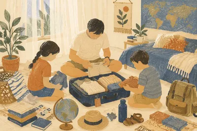 Missionary Family Packing for Overseas Journey