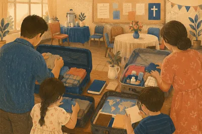 Missionary Family Preparing for Overseas Journey